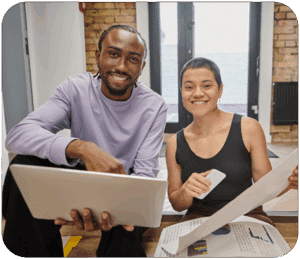 two happy professionals