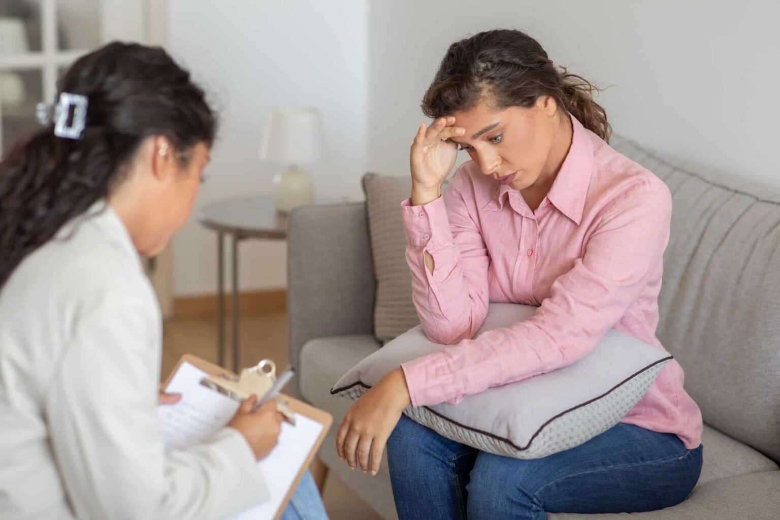 Therapist and client in discussion.